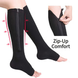 1pair Comfortable Compression Socks with Easy Side Zipper for Men and Women - Reduce Swelling and Improve Circulation