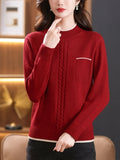 Cozy Cable Knit Pocket Mock Neck Sweater - Women's Pullovers with Elegant Long Sleeve Design, Perfect for Fall & Winter - Soft, Warm and Chic Women's Clothing for Everyday Wear