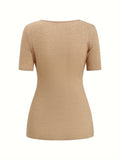 2-in-1 Chic Contrast Lace Ruched T-Shirt - Slim Fit, Short Sleeve, Breathable, Comfortable, Versatile - Perfect for Spring & Summer, Womens Fashion Clothing