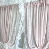 Purpdrank  2pcs Pastoral Floral Sheer Curtains, Romantic Lace Yarn Voile Drapes for Cafe, s' Room, Bedroom Decor, 59 Inches Wide