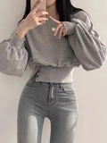 Long Sleeve Elegant Plain Color Crew Neck T-shirt, Women's Loose Top for Spring & Fall Clothing