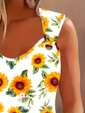 Charming Floral Print Ring Linked Tank Top - Breathable & Flowy Sleeveless Style for Spring & Summer - A Must-Have Casual Top for Fashionable Women