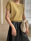 Purpdrank - Stylish Loose Solid Color Boat Neck Knitwear Pullovers Tops