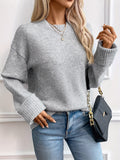 Cozy Crew Neck Sweater - Soft, Elegant, Long Sleeve, Solid Color, Fall & Winter Essential - Women's Fashionable Clothing for Chilly Days