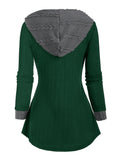 Womens Color Block Hoodie Sweatshirt - Stylish & Cozy Tunic with Drawstring Hood - Relaxed Fit Casual Wear for Everyday Comfort
