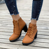 Women's Chunky Heeled Ankle Boots, Solid Color Side Zipper Boots, Beer Festival Dress Shoes