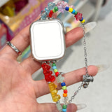 Purpdrank  1pc Cute Bear Gummy Apple Watch Band, Dopamine Summer Candy Color Transparent Bear Strap | Compatible with iWatch Series 10/9/SE/8/Ultra 2, Adjustable Beaded Strap for 46mm/42mm/41mm/40mm/44mm/45mm/49mm - Simple &