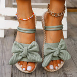 Purpdrank Casual Lightweight Slide Sandals - Women's Bowknot Decor Open Toe Flat Summer Shoes