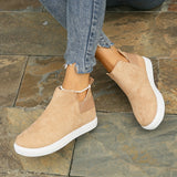 Women's Solid Color Short Boots, Casual Slip On Ankle Boots, Comfortable High Top Shoes