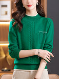 Cozy Cable Knit Pocket Mock Neck Sweater - Women's Pullovers with Elegant Long Sleeve Design, Perfect for Fall & Winter - Soft, Warm and Chic Women's Clothing for Everyday Wear