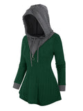 Womens Color Block Hoodie Sweatshirt - Stylish & Cozy Tunic with Drawstring Hood - Relaxed Fit Casual Wear for Everyday Comfort
