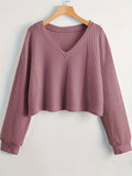 Stylish Solid Color V-Neck Sweater - Women's Elegant Long Sleeve Pullover for Spring and Fall - Soft, Cozy, and Versatile Clothing for Everyday Wear