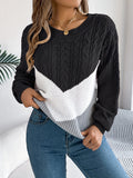 Cozy Cable Knit Crew Neck Sweater - Women's Casual Long Sleeve Pullover Sweater for Everyday Wear - Soft, Warm, and Comfortable Clothing for Winter