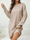 Casual Chic Solid Sweater Dress - Cozy Acrylic Knit, Comfort Fit Crew Neck for Stylish Women's Fall/Winter Wardrobe