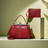 Purpdrank Chic Vintage-Inspired Faux Leather Handbag with Kiss Lock - Versatile Crossbody & Clutch Purse for Women, Durable & Lightweight, Perfect Gift for Mom or Girlfriend