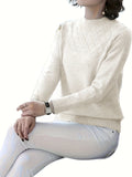 For Fall & Winter, Elegant Long Sleeve Solid Color Mock Neck Sweater, Women's Clothing