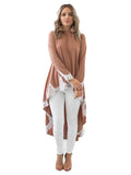 Stunning Lace Round Neck Long Sleeve Dress - Elegant, Loose, Stylish, and Irregular Hem Design - Perfect for Wedding, Engagement, Party, and Ceremony Occasions