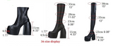Purpdrank - Women Boots High Heels Chunky Platform Black Big Size 43 Winter Boots Knee High Boot Zipper Matrin Boot Party Shoes
