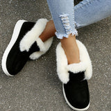 Purpdrank - Black Casual Patchwork Solid Color Round Keep Warm Comfortable Flats Shoes