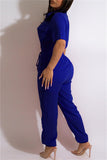 Purpdrank - Yellow Fashion Casual Solid Patchwork Turndown Collar Regular Jumpsuits