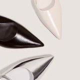 Purpdrank - Women Solid Color Pointed Toe Heeled Slingback