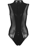 Purpdrank - Zip Front PU Leather Sheer Mesh Teddy