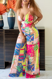 Purpdrank - Colour Casual Daily Simplicity Mixed Printing Printing Contrast Straight Jumpsuits