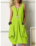 Purpdrank - Women's Sundress Knee Length Dress Sleeveless Summer Hot Casual Black Purple Yellow Orange Brown Gray Light Blue