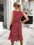 Purpdrank - Women's Summer Small Crushed Flower V-Neck Dress
