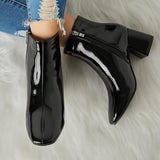 Purpdrank - Women's Winter Warm Patent Leather Shiny Pointed Boots