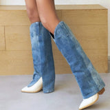 Purpdrank - Blue Casual Patchwork Pointed Out Door Shoes (Heel Height 3.74in)