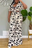 Purpdrank - White Casual Daily Floral Bandage Patchwork Printing Stringy Selvedge Smocking V Neck Half Sleeve Two Pieces