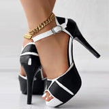 Purpdrank - White Casual Patchwork Contrast Fish Mouth Out Door Shoes (Heel Height 3.86in)