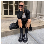 Purpdrank - New Luxury Chelsea Boots Women Ankle Boots Chunky Winter Shoes Platform Ankle Boots Slip On Chunky Heel BV Boot Brand Designer