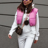 Purpdrank - Casual Woman Pink Light Short Puffer Vest Spring Fashion Ladies Warm Double-Side Outwear Female Streetwear Down Tank