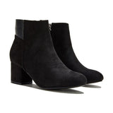 Purpdrank - Women's Chunky Heel Artificial Suede Ankle Booties