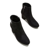 Purpdrank - Women's Chunky Heel Artificial Suede Ankle Booties