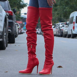 Purpdrank - Black Fashion Solid Color Pointed Stiletto High Boots
