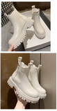 Purpdrank - 2023 New Chunky Boots Fashion Platform Women Ankle Female Sole Pouch Ankle Botas Mujer Round Toe Slip-On Botas Altas Mujer