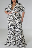 Purpdrank - White Casual Daily Floral Bandage Patchwork Printing Stringy Selvedge Smocking V Neck Half Sleeve Two Pieces