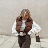 Purpdrank - Casual Woman Pink Light Short Puffer Vest Spring Fashion Ladies Warm Double-Side Outwear Female Streetwear Down Tank