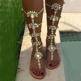Purpdrank - Gold Fashion Casual Patchwork Rhinestone Round Out Door Shoes