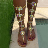 Purpdrank - Gold Fashion Casual Patchwork Rhinestone Round Out Door Shoes