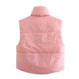 Purpdrank - Casual Woman Pink Light Short Puffer Vest Spring Fashion Ladies Warm Double-Side Outwear Female Streetwear Down Tank
