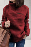Purpdrank - Fashion Street Solid Patchwork Turtleneck Tops(6 Colors)