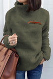 Purpdrank - Fashion Street Solid Patchwork Turtleneck Tops(6 Colors)