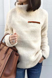 Purpdrank - Fashion Street Solid Patchwork Turtleneck Tops(6 Colors)
