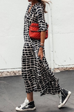 Purpdrank - Casual Print Patchwork Pullovers Basic V Neck A Line Dresses