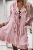 Purpdrank - Fashion Elegant Solid Patchwork V Neck Princess Dresses