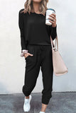 Purpdrank - Casual Solid Asymmetrical Solid Color O Neck Long Sleeve Two Pieces